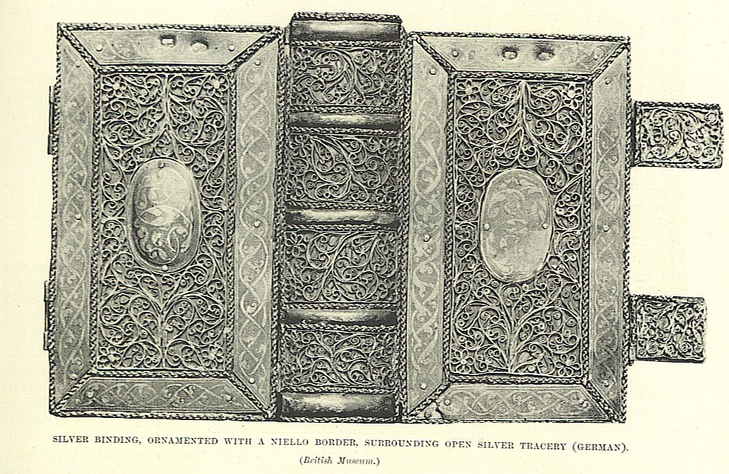 silver binding with niello border